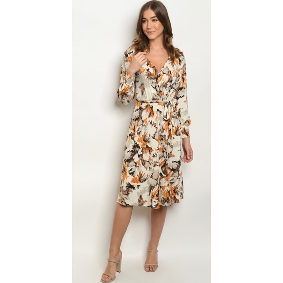 🆕 Abstract floral print midi dress - Picture 2 of 2